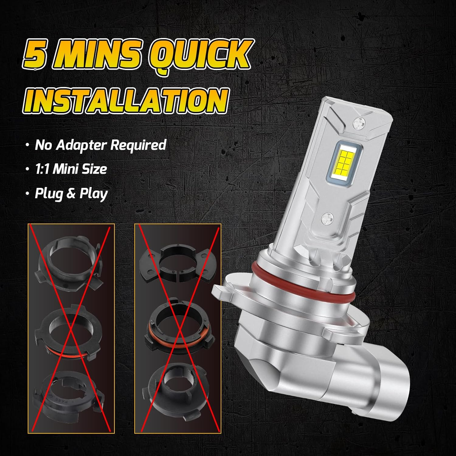 Kaidengzhe 9005/9006 LED Bulb 6000LM HB3 Bulb 60W 6000K 1:1 Mini Size Car HB4 Led Headlight Conversion Kit IP68 Fog Light Bulbs Plug & Play for High Low Beam Halogen Replacement, Pack of 2 image number 1