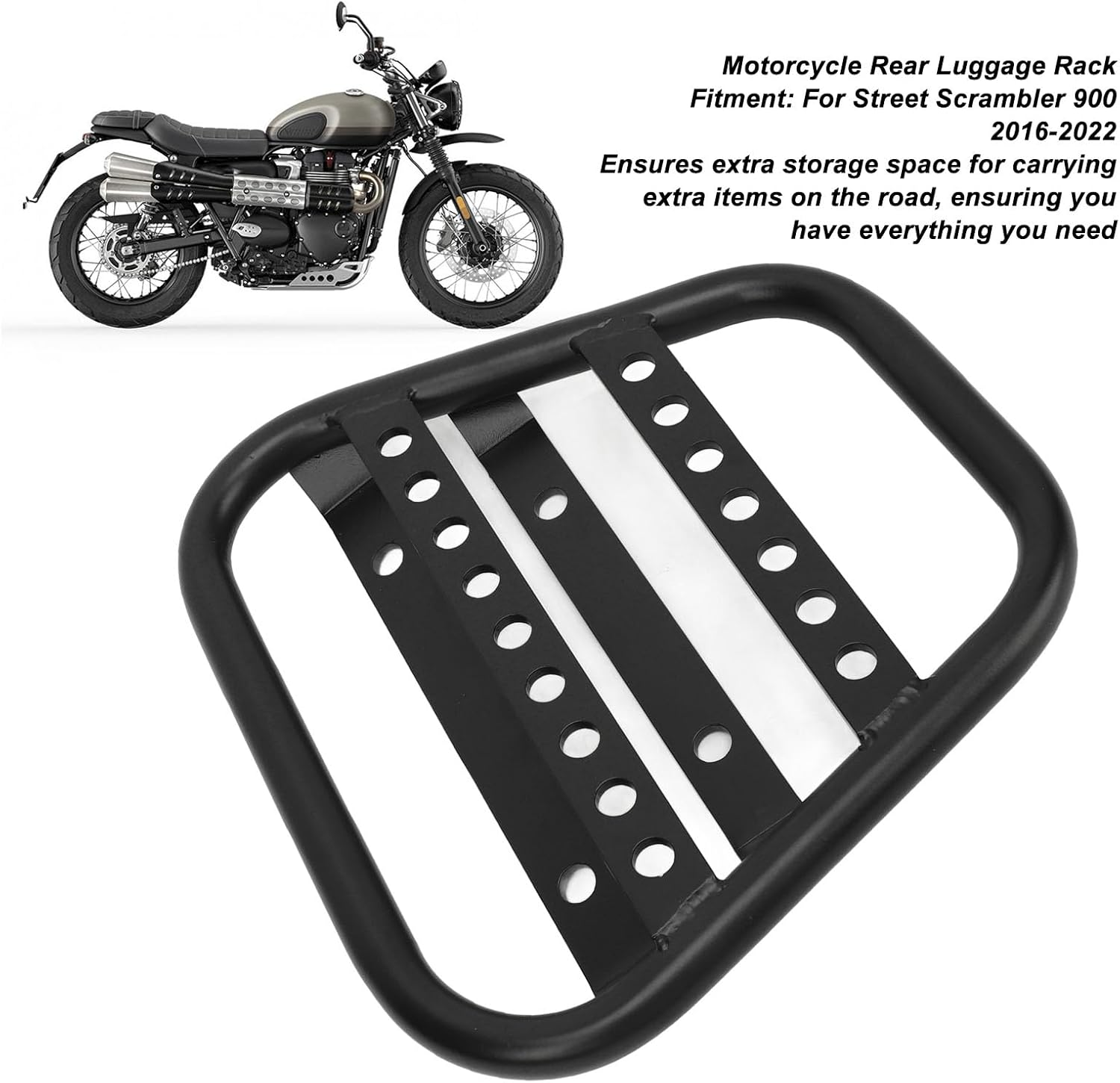 Black Motorcycle Rear Rack Seat Luggage Rack Motorcycle Luggage Shelf Rear Luggage Holder Rack for Street Scrambler 900 2016-2022 image number 5