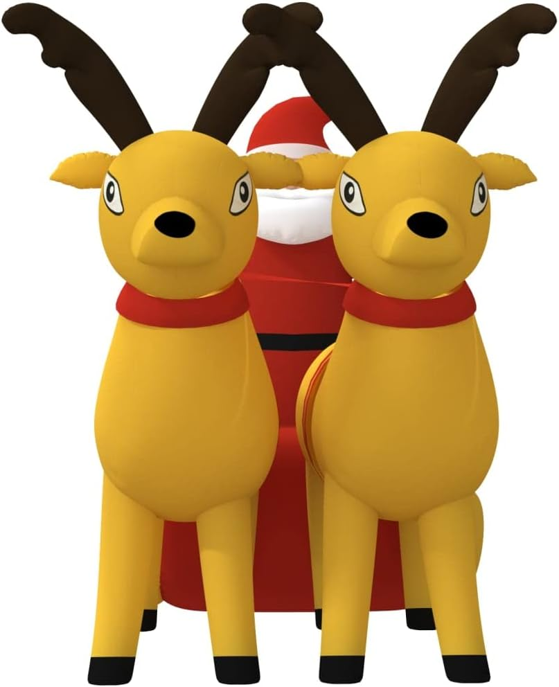 Christmas Reindeer, Xmas Light up Reindeer Outdoor Yard Christmas Decoration Christmas Inflatable Santa and Reindeer Decoration LED 130 Cm image number 3
