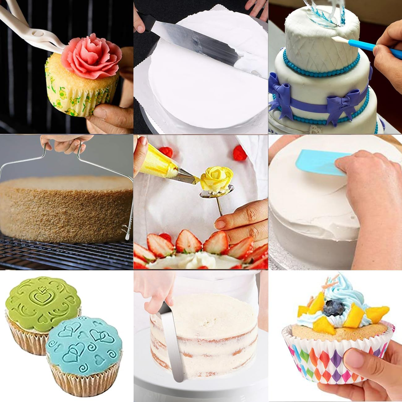 Cake Decorating Turntable, Gyvazla Cake Decorating Equipment, Cupcake Decorating Kit Supplies Rotating Turntable, Coupler, Frosting, Piping Bags and Tips Set, Icing Spatula, Pastry Tool, Cake Scrapers image number 3