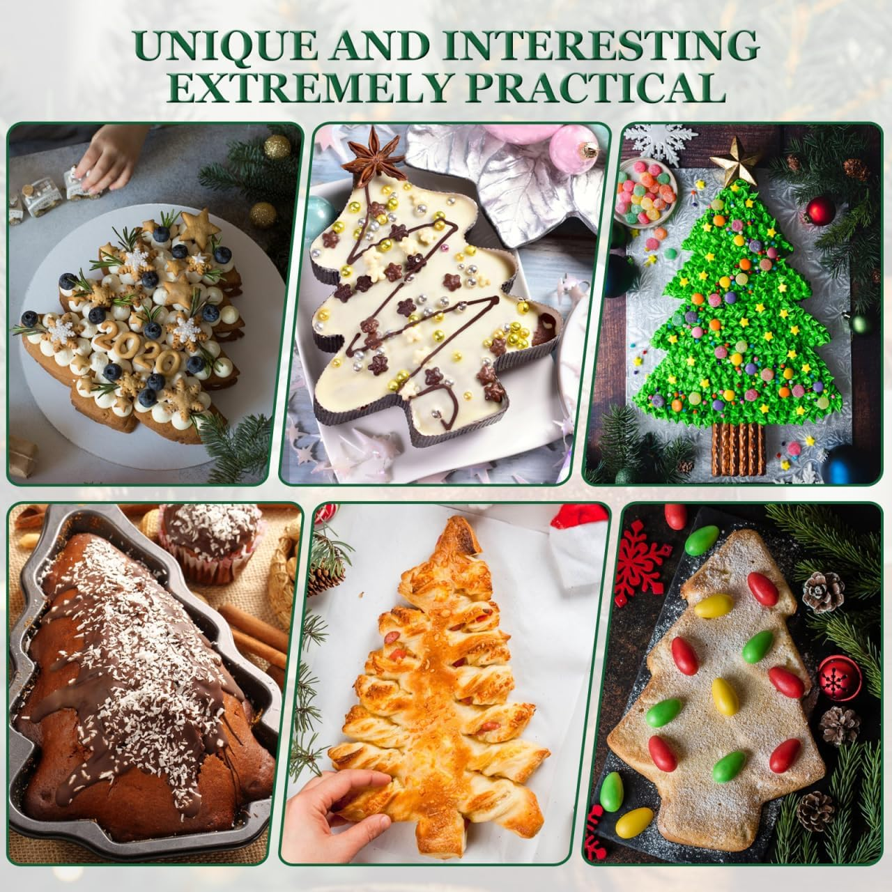 Operitacx Christmas Tree Silicone Baking Mould Pan Kitchen Bakeware Tools for Chocolate Cake, Ice, Baking Cake, Pudding, Muffins