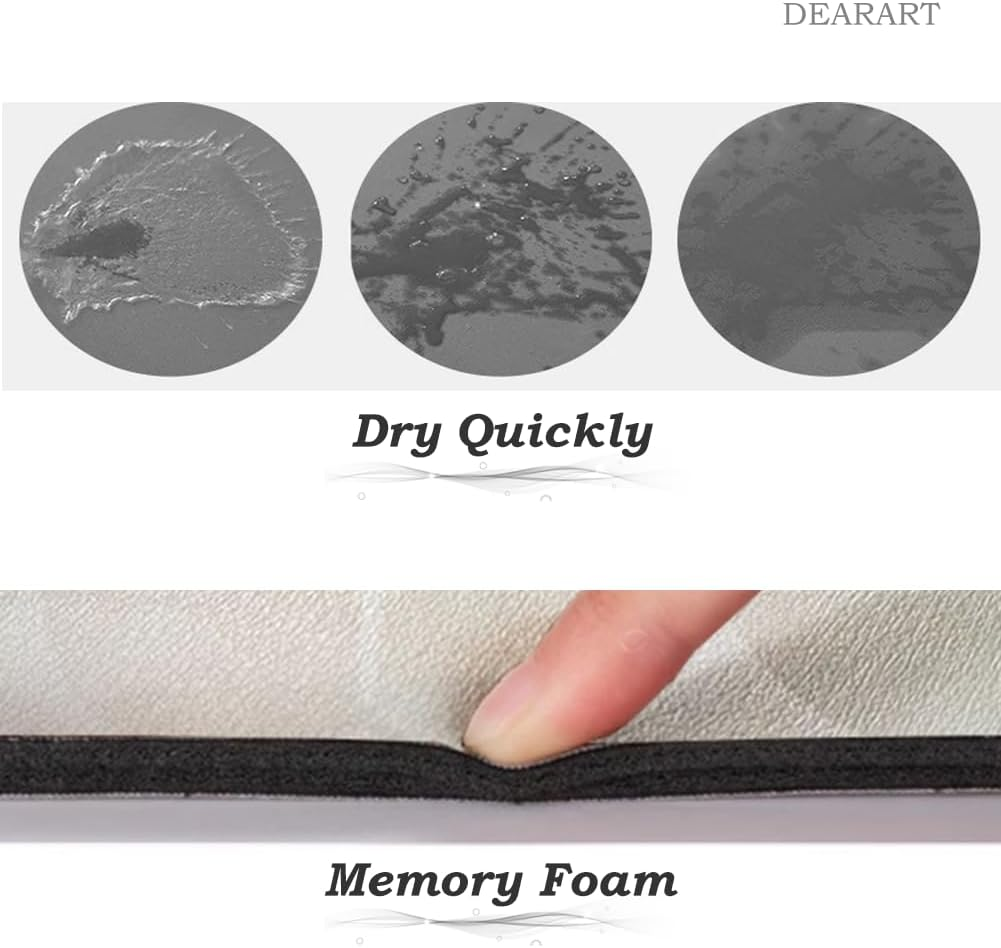 DEARART Bath Mat Bathroom Rug 60''W X 40''L Cm, Non Slip Absorbent Rugs, Thick Mats Carpet for Bathroom Floor Water Absorption, Comfortable and Dry Quickly, Set-5 image number 2