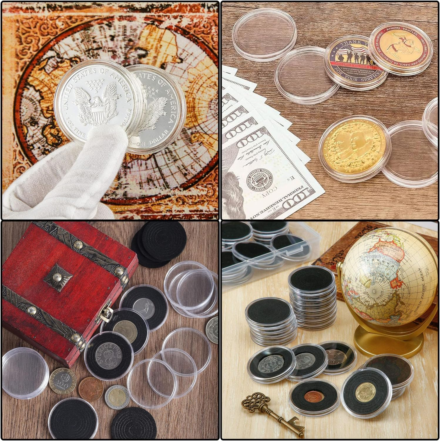 40 Pcs 46Mm Coin Capsules, with Foam Gasket and Plastic Storage Box, Coin Holder Case with Storage Organizer Box for Coins Collector, for Coin Collection, Coin Collection Supplies image number 4