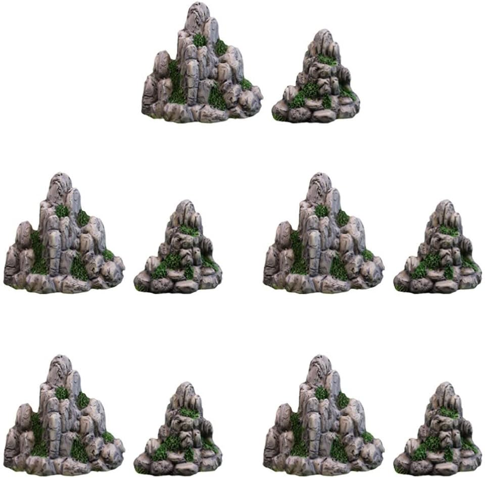 10Pcs Simulated Mini Rockery Figurines Accessories Micro Landscape Rockery Home Desktop Decor Rockery Landscape Decor Miniature Rockery Figurine Fish Resin Zen Garden Aquarium image number 2