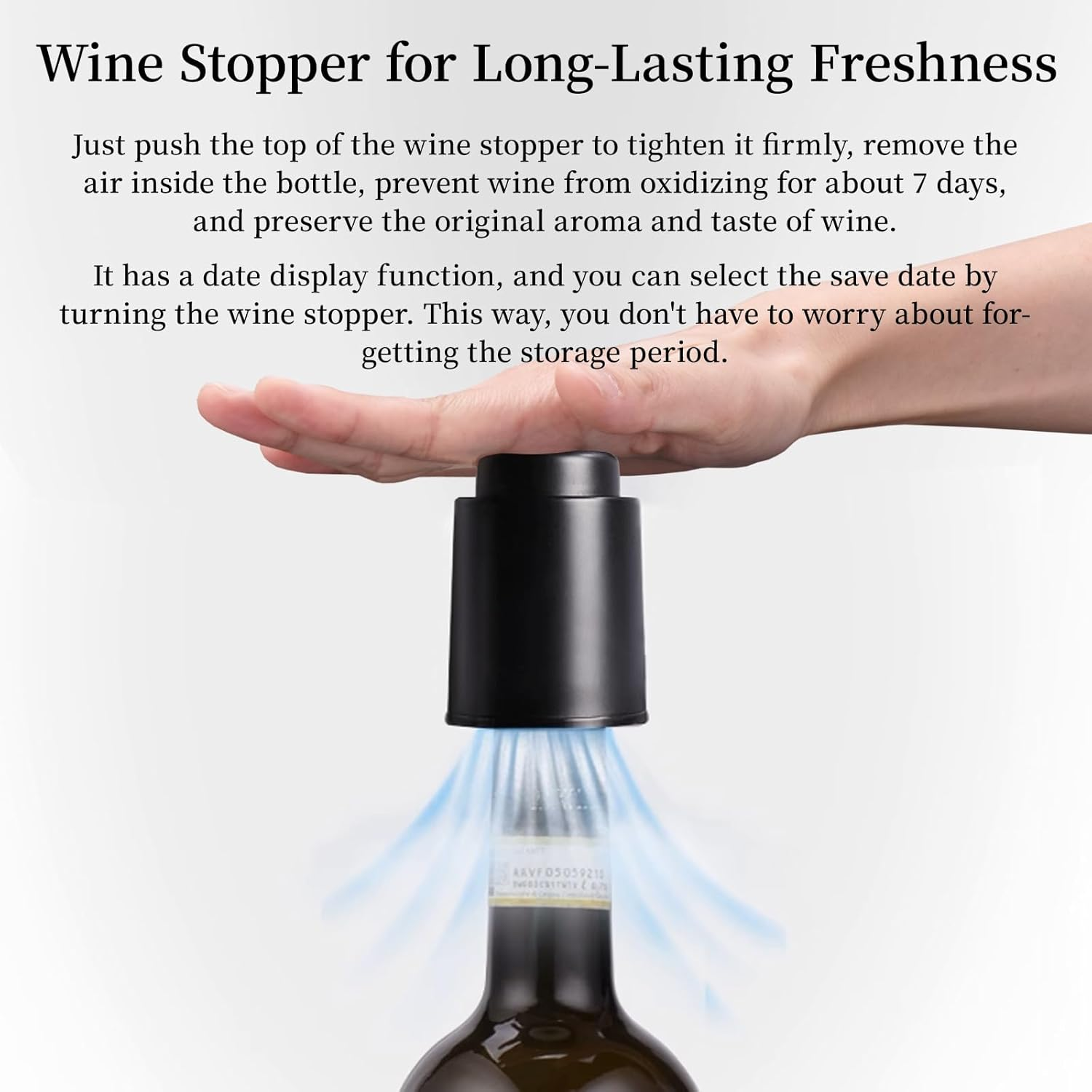 2024 New Electric Wine Opener, Vacuum Wine Stopper, Wine Pourer with Aerator Function, Foil Cutter, 4-In-1 Gift Set, Corkscrew, Battery Operated, Wine Cap, Easy Wine Cork Removal to Storage(Egs) image number 5