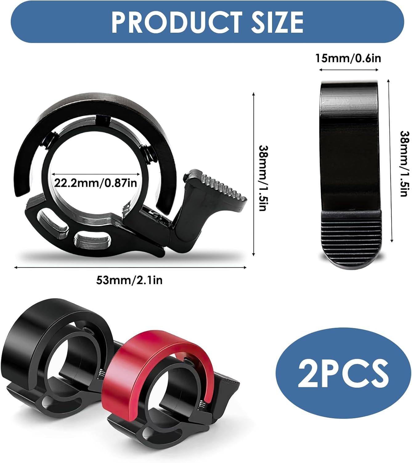 Premium Snail Bike Bell with Screwdriver, 2 Colour Options (Red/Black), Extra Loud & Clear Bicycle Bell for Mountain/Road/Bmx Bikes, Weatherproof & Easy Installation image number 2