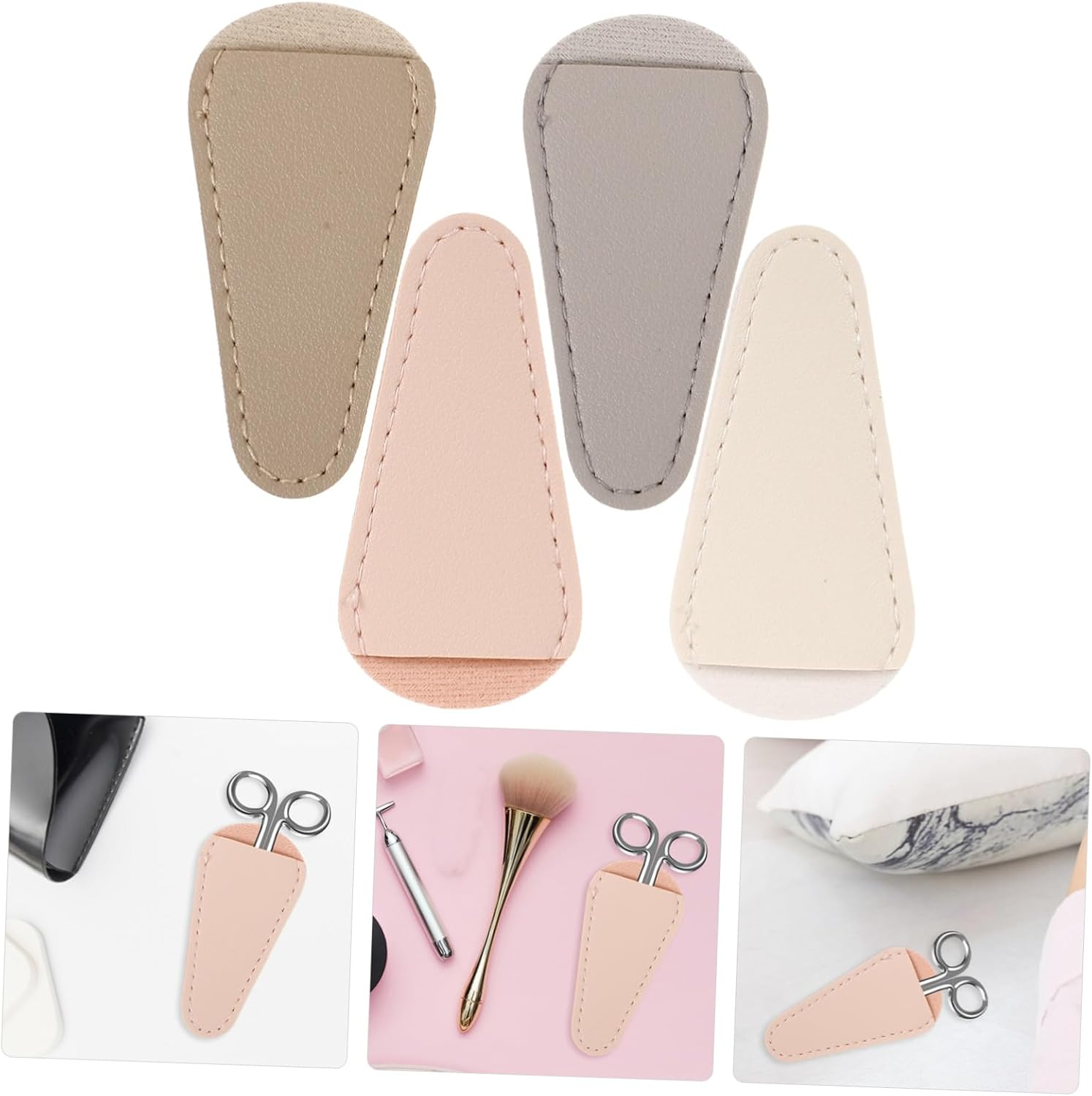 4Pcs Cuticle Nipper Protector Soft PU Leather Scissors Covers Nail Manicure Tool for Salon Use Protective Case image number 3