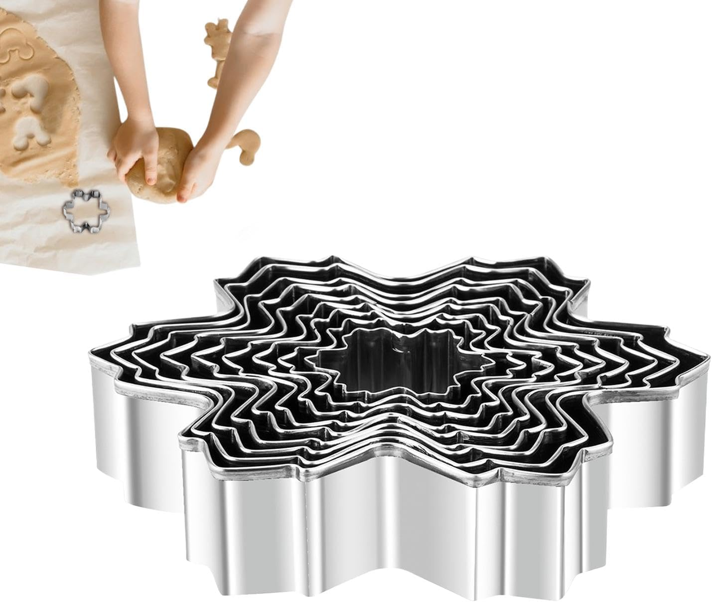 Christmas Cookie Mold - Baking Molds Cookie Cutter,9X Holiday Cookie Baking Tools, Snowflake Cookie Shaper, Stainless Steel for Homemade Baking image number 6