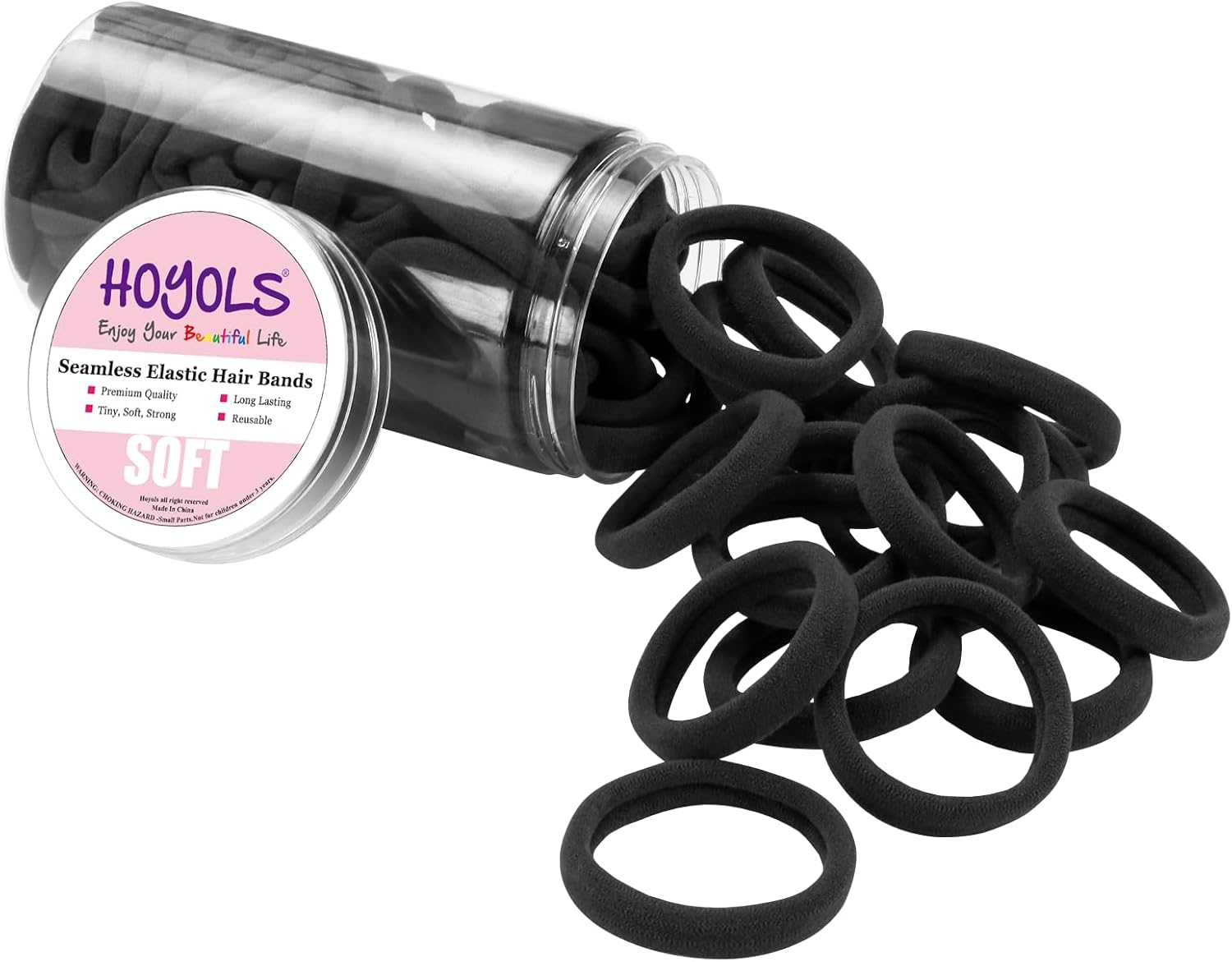 HOYOLS Soft Large Seamless Hair Ties, Gentle Stretch Nylon Ponytail Holder Bands for Thick Heavy Curly Hair, No Slip No Damage Scrunchies Headbands 100 Pcs (Light Blonde)