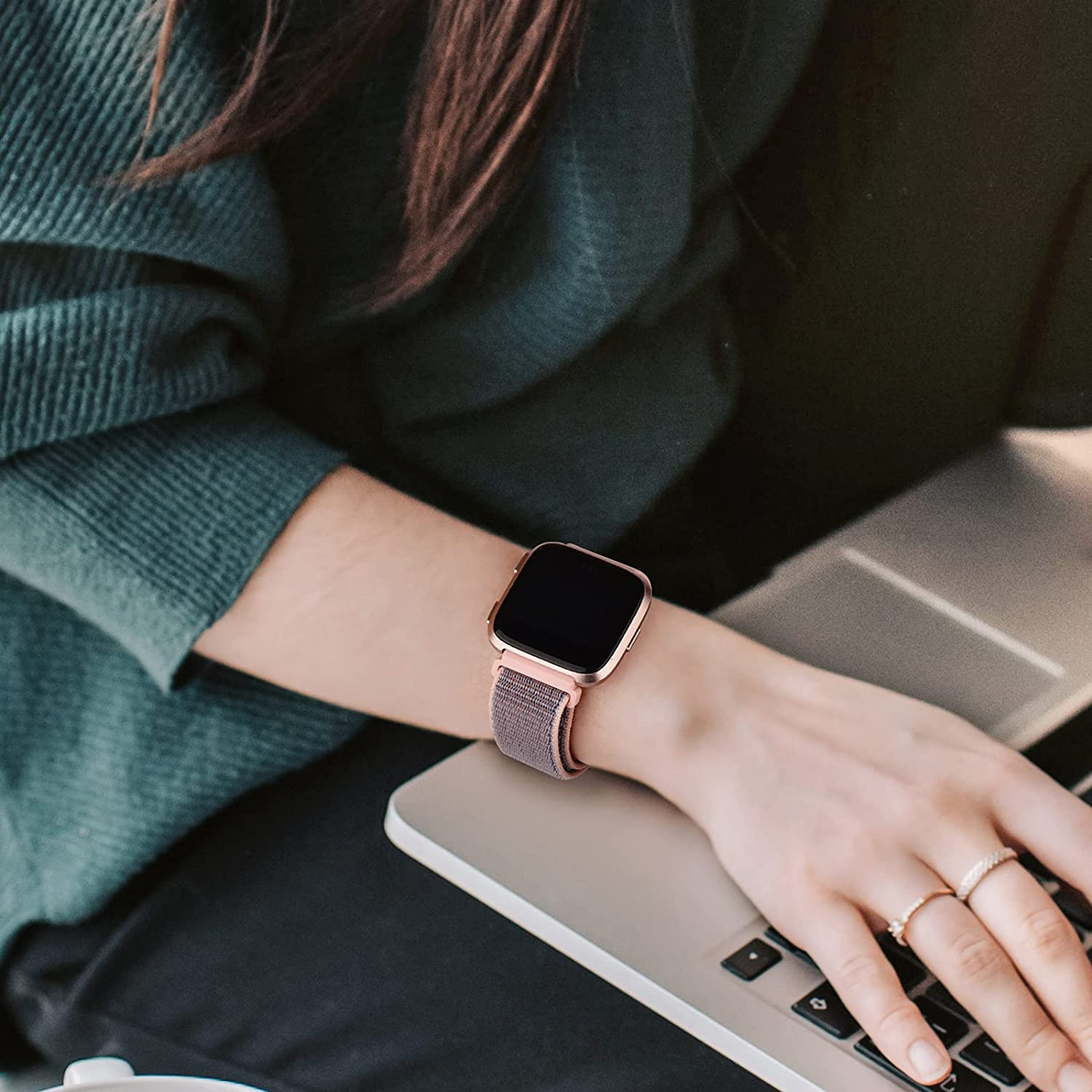 3 Pack Nylon Bands Compatible with Fitbit Versa 2 / Fitbit Versa/Versa Lite/Versa SE, Soft Breathable Sport Replacement Wristbands for Fitbit Versa Smart Watch image number 5