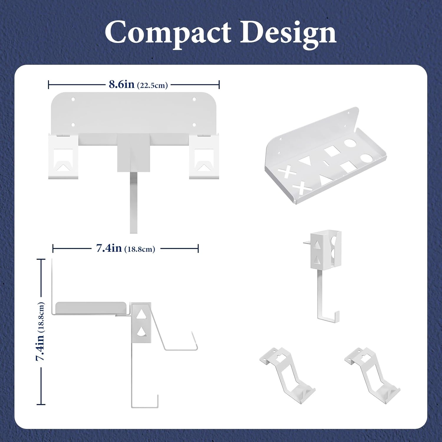 Geekria Wall Mount Kit Compatible with SONY Playstation 5 Slim Console, Disc & Digital Edition Metal Wall Hanging Stand, with 2-In-1 Magnetic Charging Cable, Headset Hanger image number 3