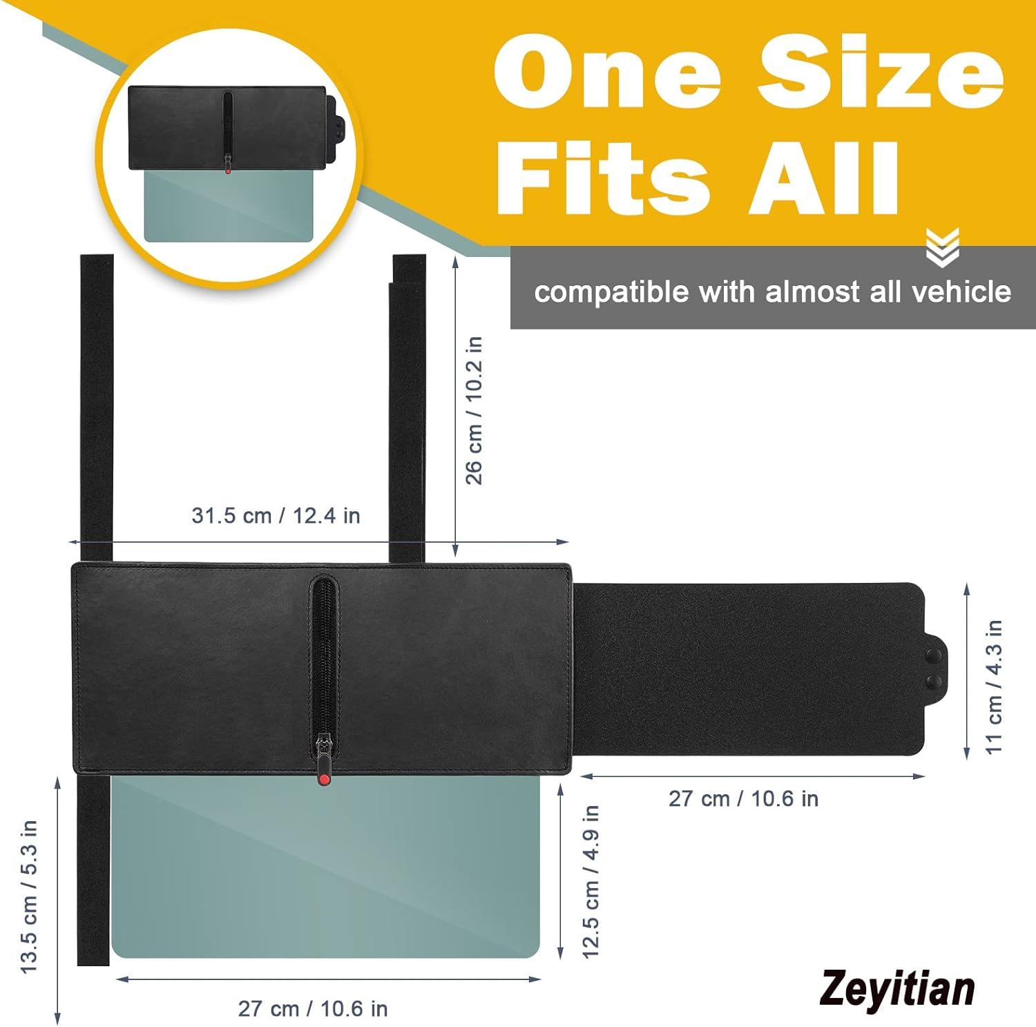 Zeyitian Upgraded Polarized Car Visor Extender Sun Blocker Car Sun Visor Extender for Car Visor,Sun Visor for Car Windshields Automotive Interior Sun Protection,Protects from UV Rays (Driver Side) image number 2