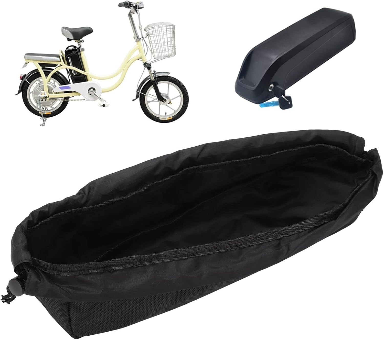 E-Bike Battery Protector Cover, Detachable Sealed Waterproof Bag for Outdoor Cycling, Lithium Battery anti Mud Cover with Drawstring Design image number 5