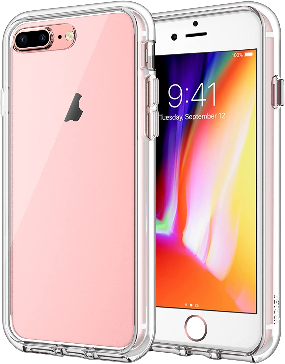 Jetech Case for Iphone 8 plus and Iphone 7 plus 5.5-Inch, Non-Yellowing Shockproof Phone Bumper Cover, Anti-Scratch Clear Back (Rose Gold)