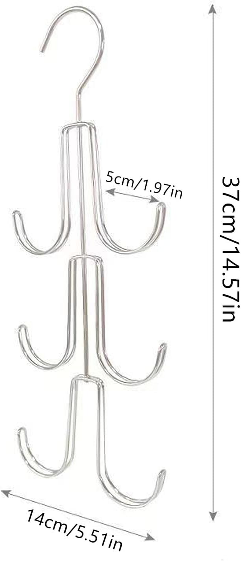 Multifunctional Hanging Handbag Rack Tie Hanger Belt Sling Hook Organiser Closet Scarf Hanger (Silver) image number 3