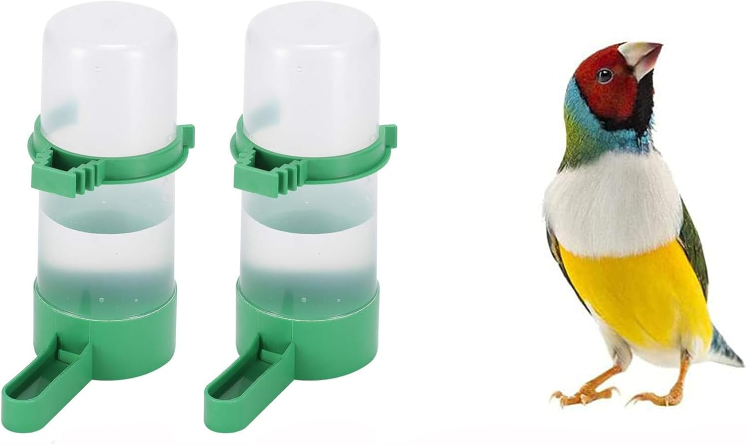 2PCS Bird Water Feeder,Automatic Bird Water Bottle,Container Food Dispenser Hanging in Birds Cage for Parrots Budgie, Cockatiel, Lovebirds (90Ml)