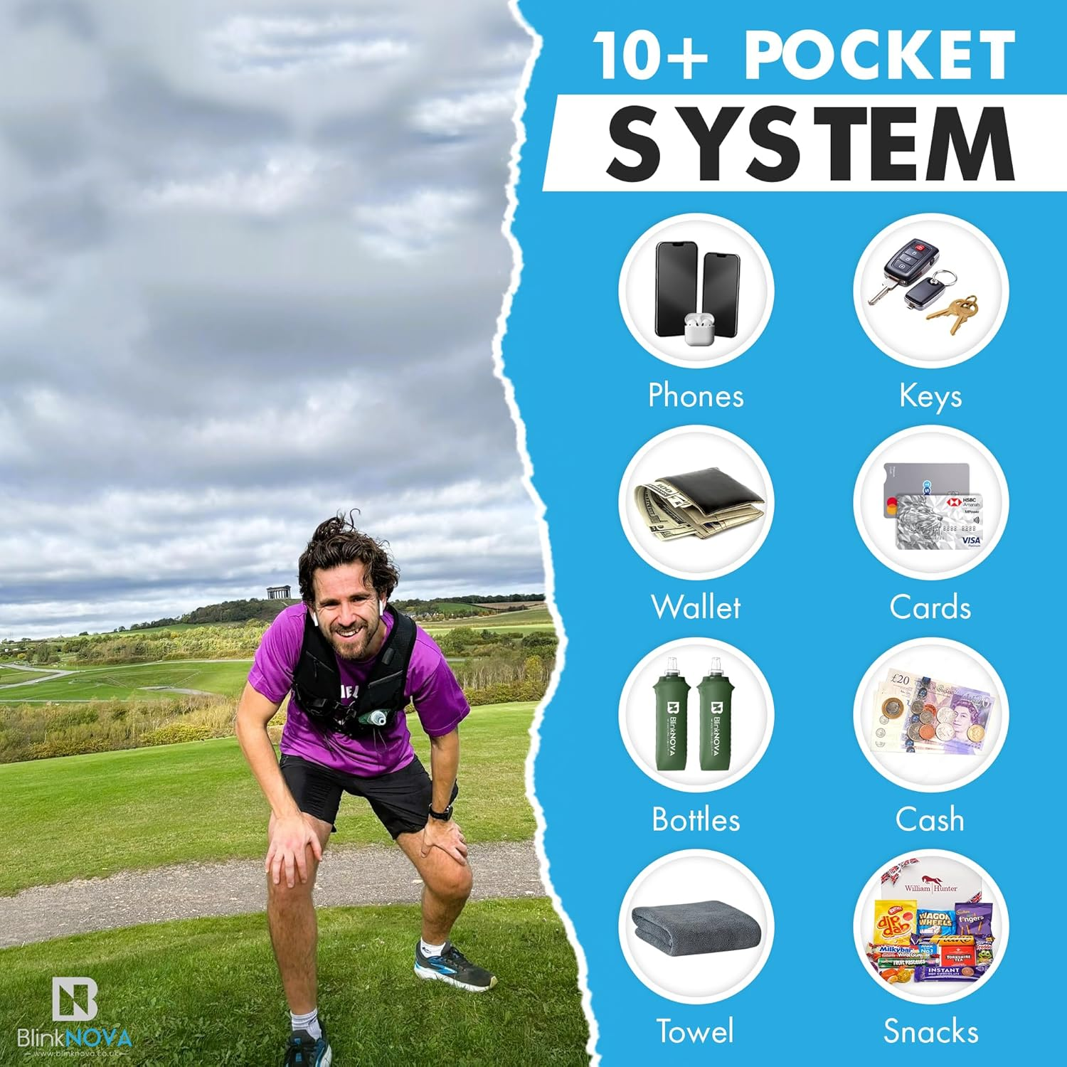 Running Vest for Women & Men | Lightweight Reflective Hydration Vest with Adjustable Waistband & Collapsible Water Bottle | Hydration Pack (Front Buckle Design ) image number 6