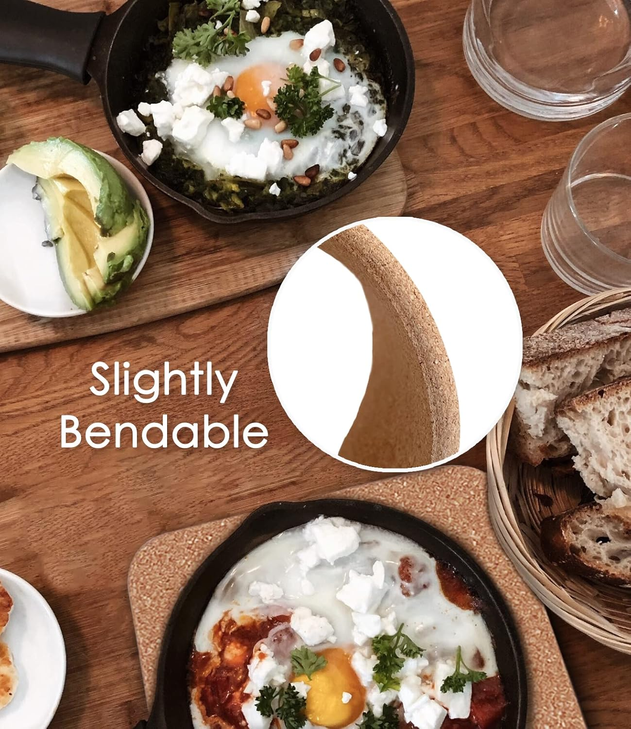 Cork Trivet, 4 Pcs High Density Thick Square Cork Trivets for Hot Dishes, 8 Inch Heat Resistant Multifunctional Cork Coaster, Cork Hot Pads for Table & Countertop KTLBCT16 image number 5