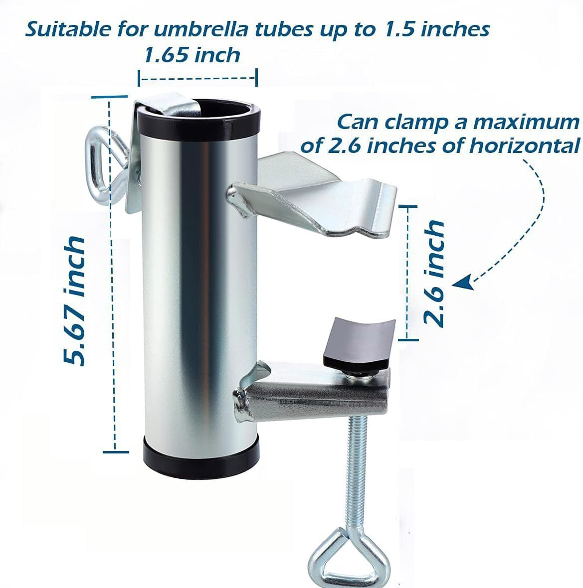 KAKEICE Outdoor Umbrella Clamp Stand Holder, Patio Umbrella Clamp, Deck Umbrella Holder Mount to Picnic Table (2 PCS) image number 2