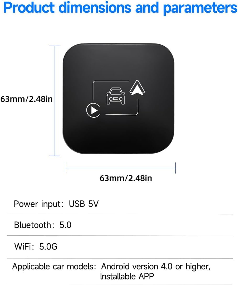 2 in 1 Wireless Carplay Adapter & Wireless Android Auto Car Adapter, Wireless Carplay Adapter for Wired Carplay & Wired Android Auto Car Converts Wired to Wireless for Cars from 2014 & Iphone Ios 8+ image number 3