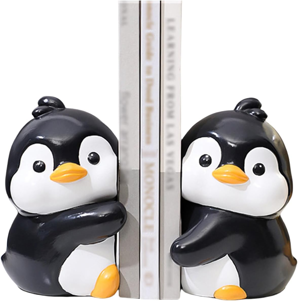 Cute Hug Ducks Decorative Bookends, Unique Book Ends to Hold Books Creative Resin Book Holder Stopper for Home Office Desk Bookshelf Decoration