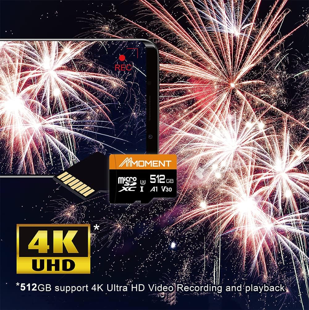 MMOMENT 512GB Micro SD Card, Micro SDXC Memor Card, A1, UHS-I, U3, V30, 4K UHD Memory Card for Nintendo-Switch, Gopro, Tablet, up to 95Mb/S Read, 70Mb/S Write Speed, SD Adapter Included image number 2