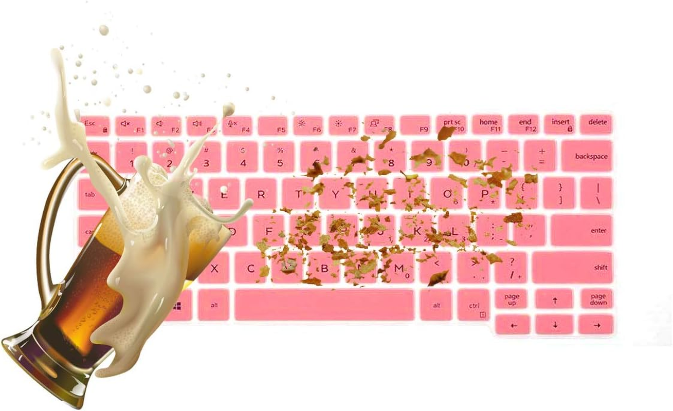 2PCS Keyboard Cover for Dell Latitude 5000 Series 5300 5310 13.3 Inch Laptop, Dell Latitude 7000 Series 7300 13.3" Laptop Keyboard Protective Skin -Pink+Clear image number 5