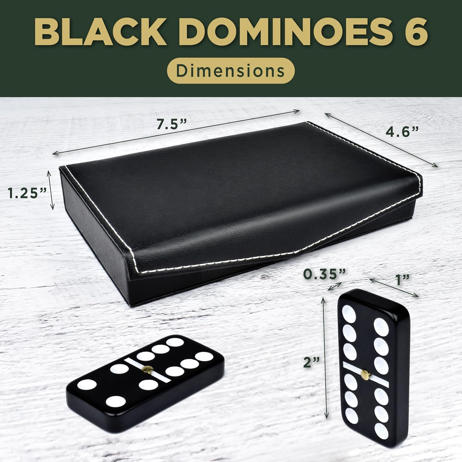 Dominos Set for Adults and Kids - Dominoes - Domino Classic Board Games, Christmas Games &ndash; Double Six Standard Dominos Set 28 Tiles with Black PU Leather Case - Juegos De Mesa image number 3