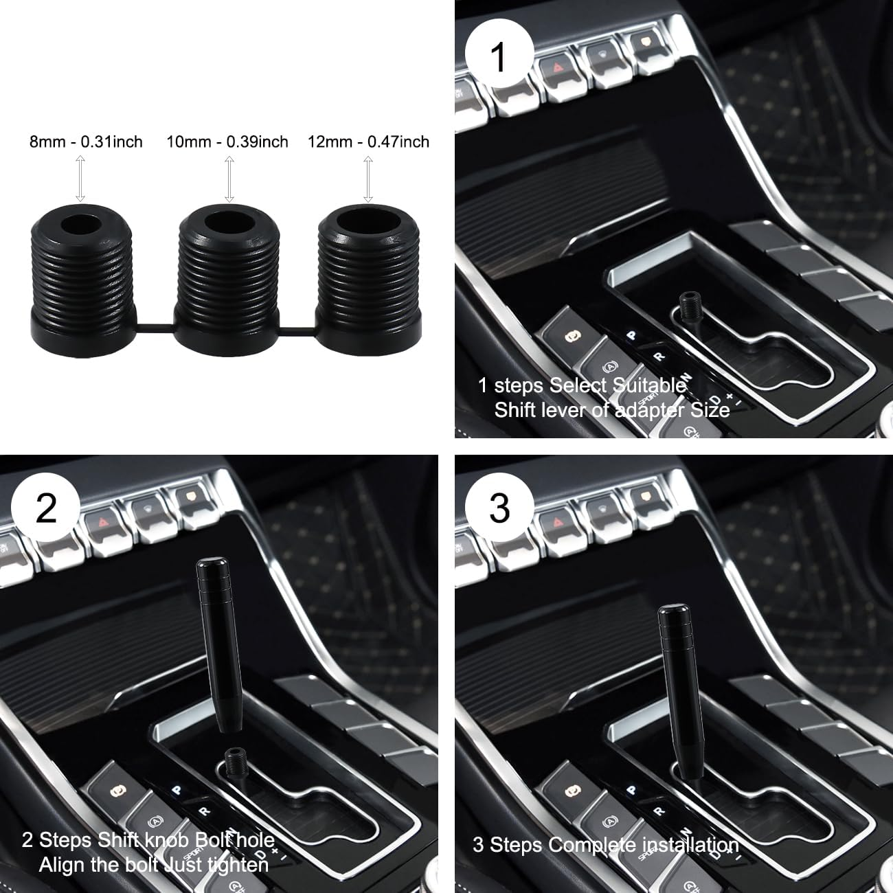 Long Shift Knob Weighted Aluminum Alloy Polished Metal Driving Handle Stick Gear Shifter Knobs Transmission Lever Fit Most Cars Trucks SUV Automated Manual Vehicles Black image number 1