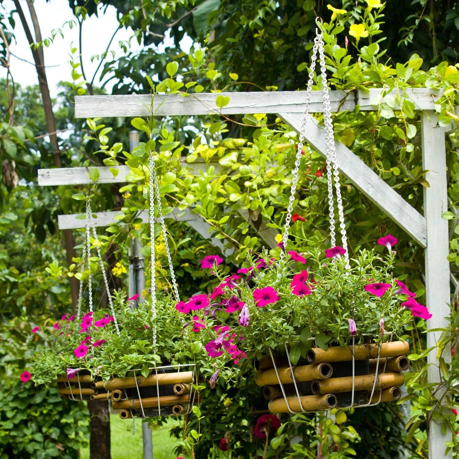 Hanging Planter Baskets Chains, Hanging Basket Hooks Flower Pot Hanger 4Pcs Decorative Flower Pot Chain 3 Point Stainless Steel Garden Hooks for Outdoor Indoor Planters Bird Feeders Wind Chimes image number 6