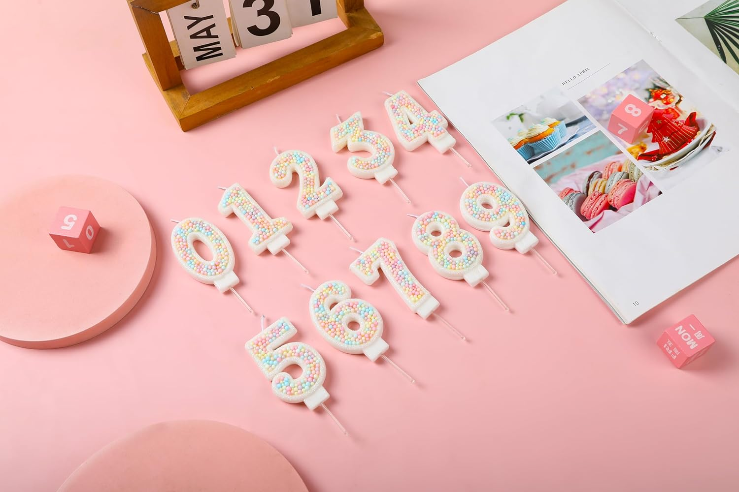 Number 3 Candles for Birthday Cakes, Sweet Theme 3 Birthday Candle Macaron Glitter 3 Candle Birthday Girl Women 3Rd Birthday Wedding Anniversary Party Cake Decoration image number 5