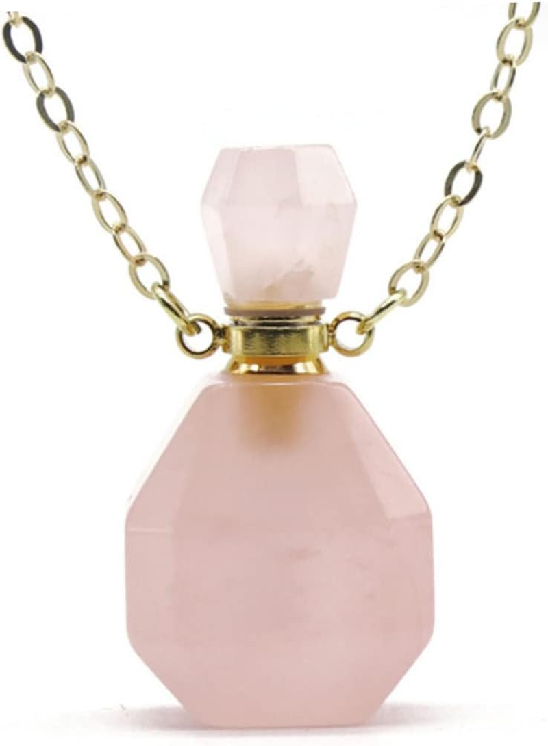 Yardenfun Essential Oil Perfume Travel Bottle Fluorite Crystal Pendant Jewelry Decor Mini Wishing Bottle Necklace Aromatherapy Accessory for Women image number 3