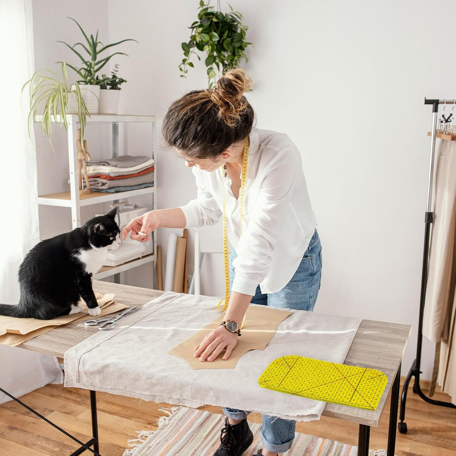 6-Piece Acrylic Quilting Ruler Set for Fabric Cutting and Craft Templates, Double-Sided image number 1