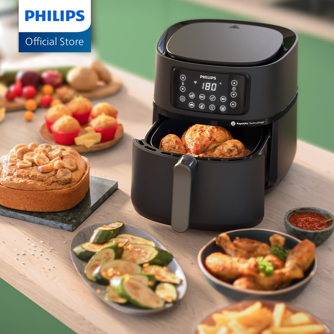 Philips 5000 Series XXL Connected Airfryer - Rapid Air Technology, 16-In-1 Ways to Cook, Large 7.2L Capacity, up to 90% Less Fat, Wi-Fi Connectivity, Dishwasher Safe, Homeid App (HD9285/90) image number 5
