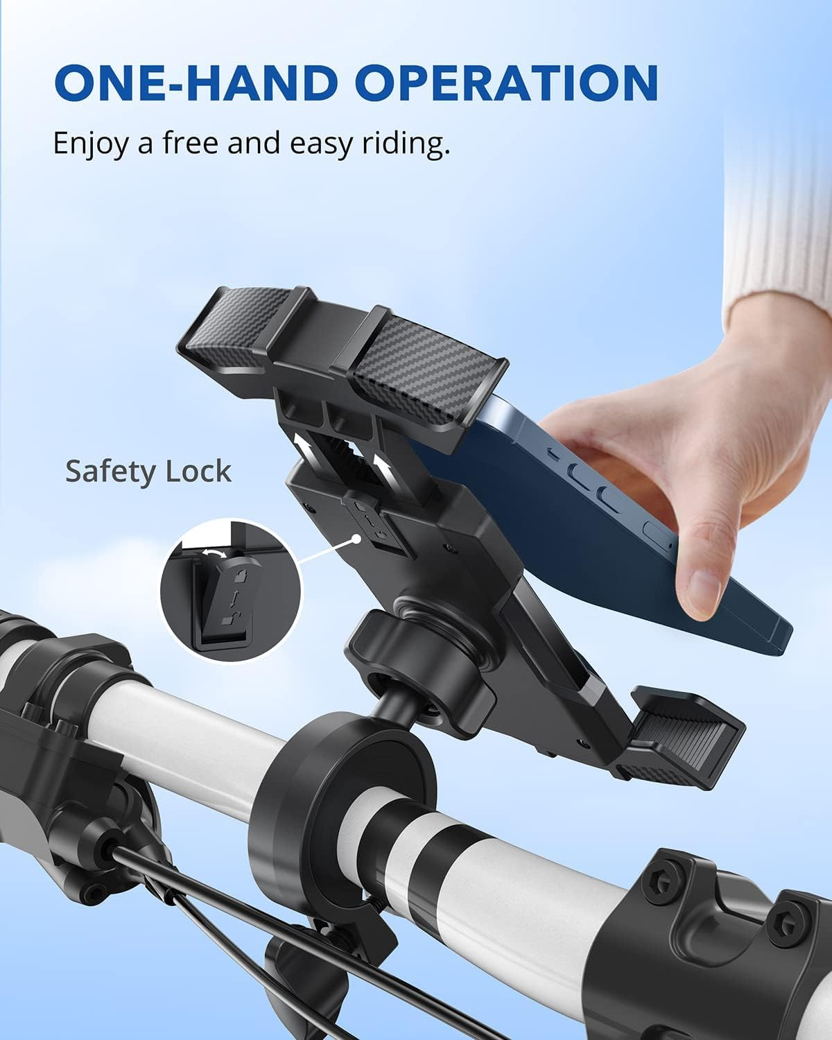 Ecomoonbyter Universal Bike Phone Holder, Adjustable Cell Phone Mount for 4.7-6.8" Phones, Compatible with Iphone/Galaxy/Pixel and More image number 2