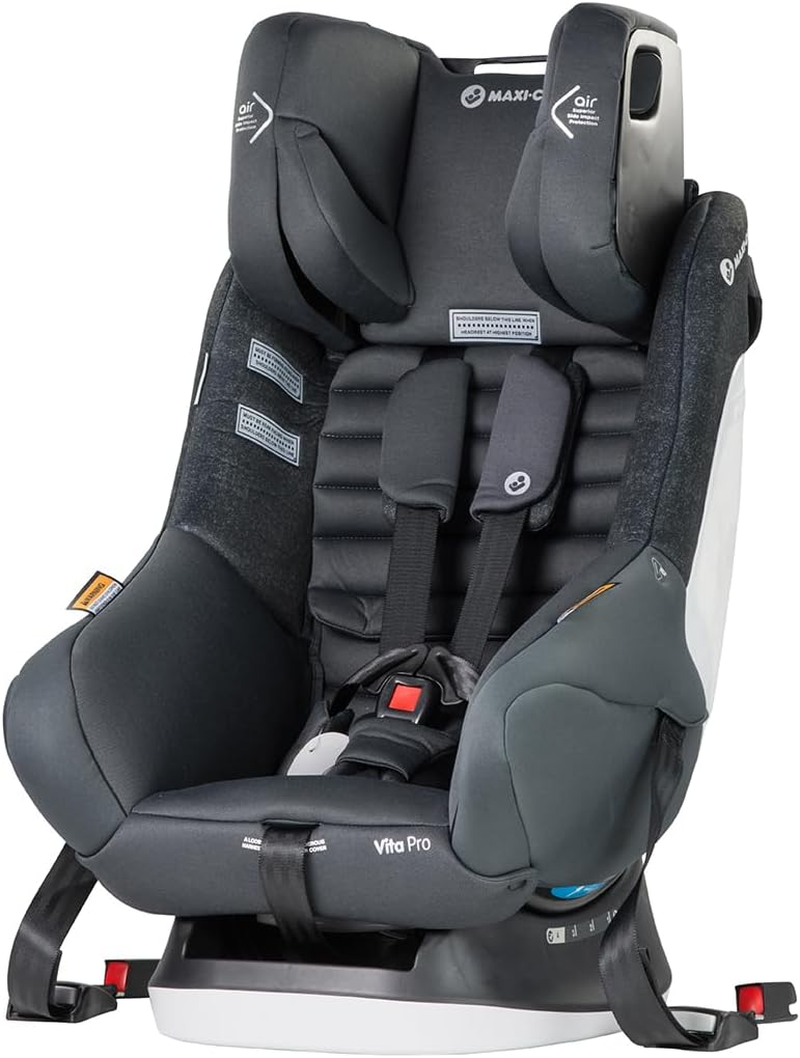 Maxi Cosi Vita Pro Convertible Car Seat - Nomad Steel-Safest Slimline Convertible Car Seat with Air Protect- Best Value, Extended Rear-Facing, Isofix Compatible, Cool Baby Fabric, 3 across Fitment, Machine Washable, 5-Position Headrest & Adjustable Harness