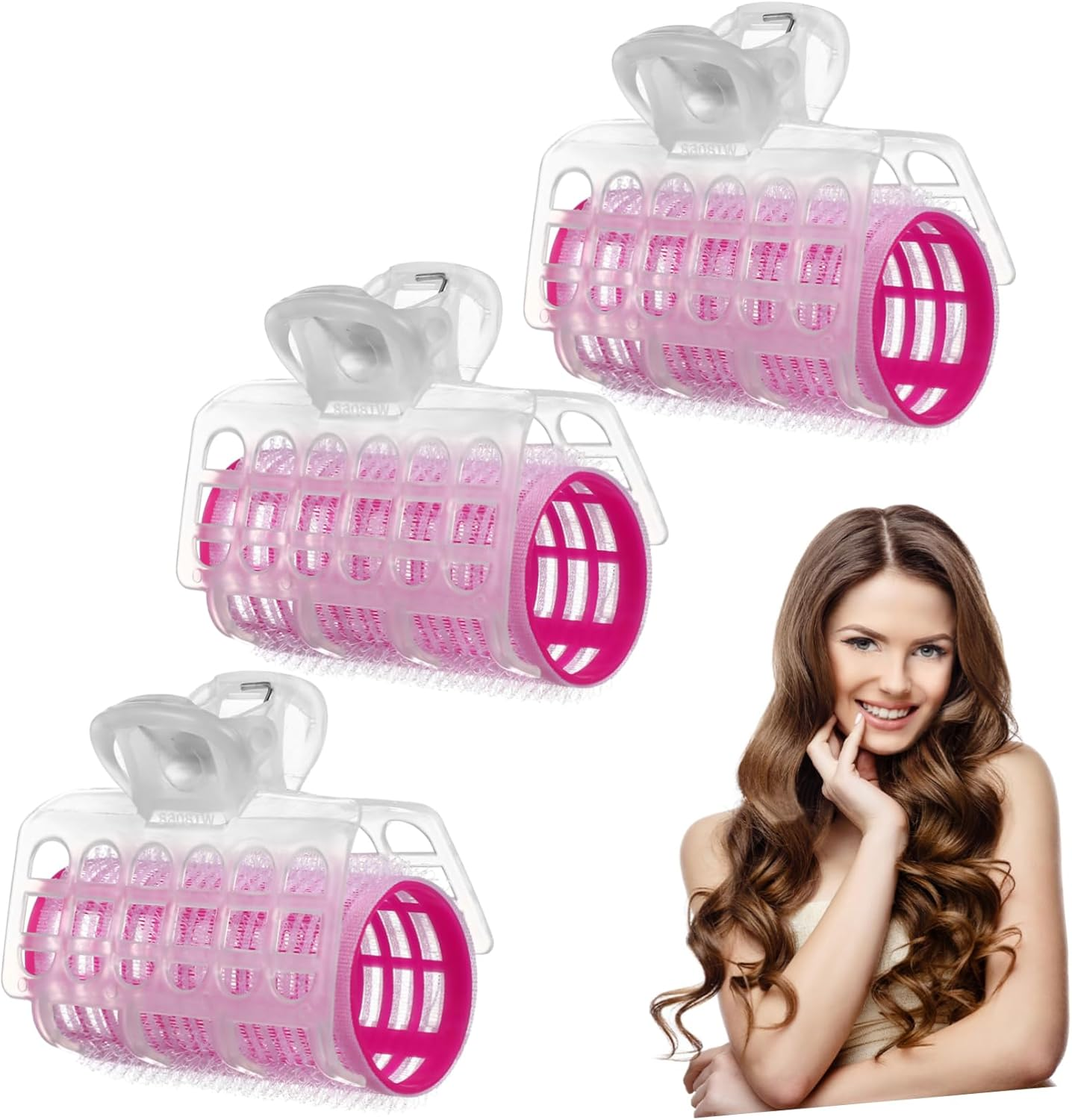 3Pcs Self Grip Hair Rollers Salon Hairdressing Curlers Plastic Hair Roller Tools with Clips DIY Styling image number 6