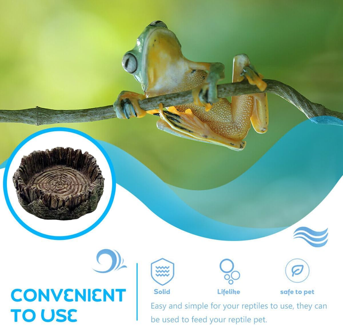 AIMALL Drinking Basin for Reptiles - Resin Turtle Dish for Turtles, Lizards, Snakes, and Other Pets, Functional Feeder and Decoration image number 2