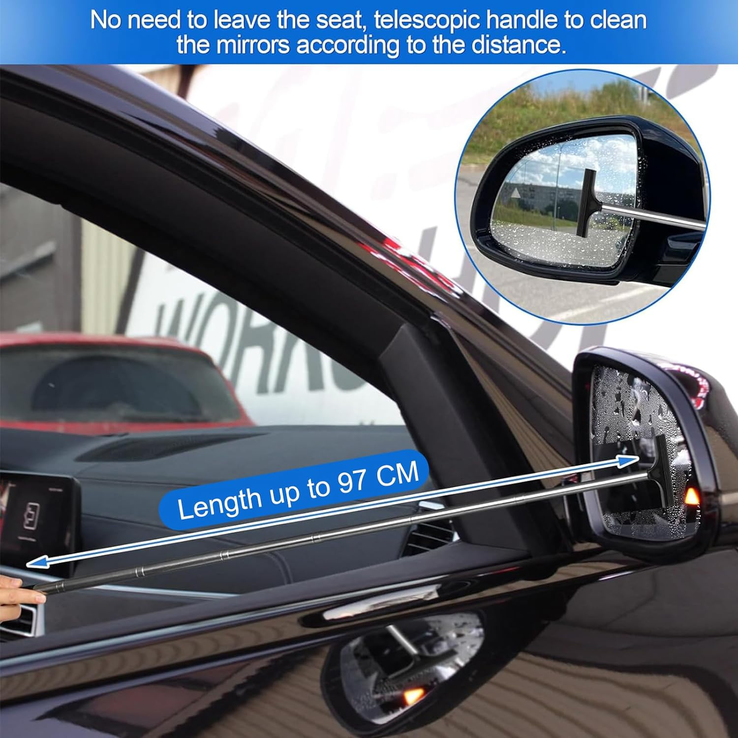 2 Pcs Retractable Car Rearview Mirror Wiper, Efficient Rain and Fog Cleaner for Enhanced Driving Safety, Universal Automotive Accessory image number 6