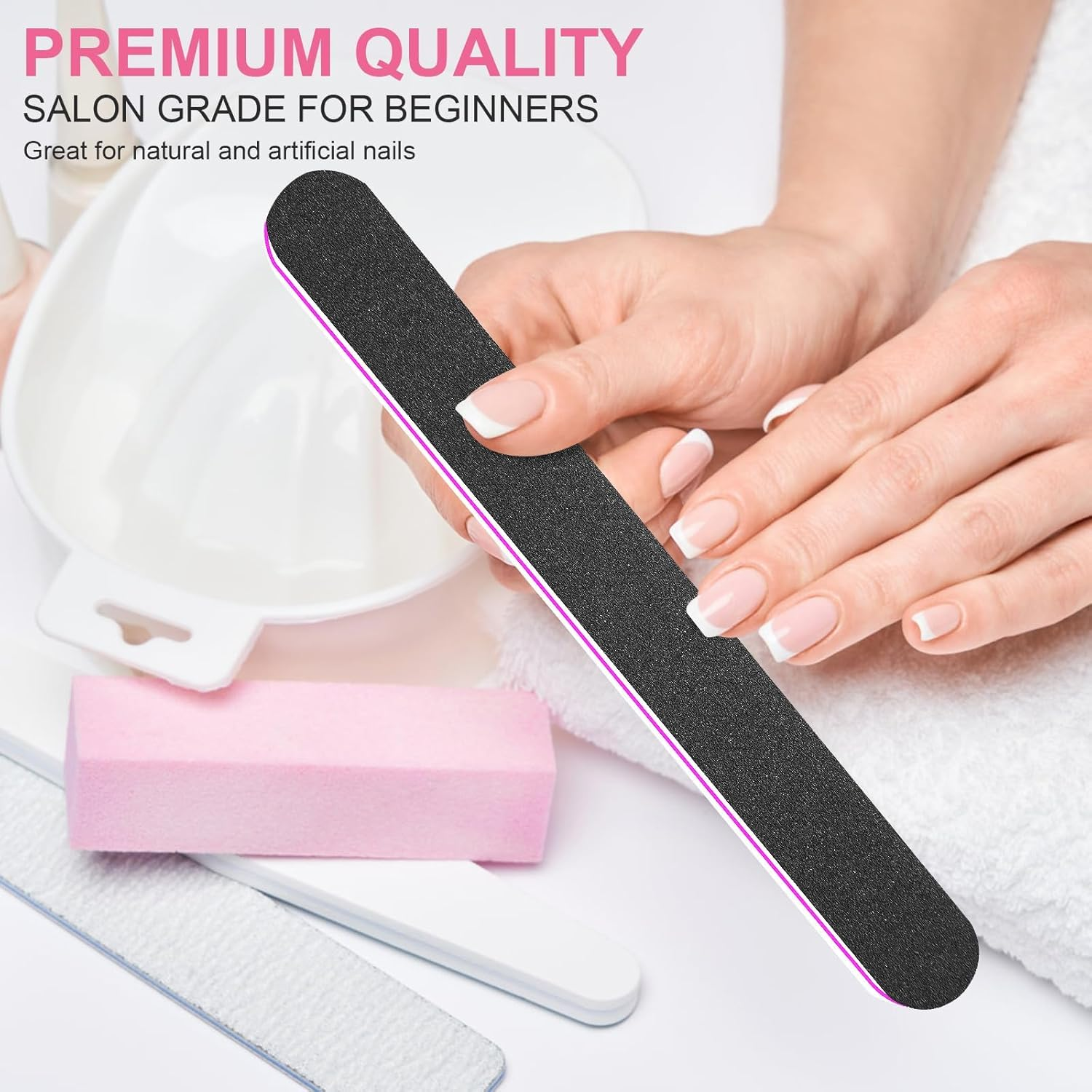 YBVABE Nail File Black 48 Pack - 100/180 Grit for Precision Nail Shaping, Durable Washable Emery Boards for Nails, Ideal for Acrylics, Professional Salon Quality, Dual Grit Manicure and Pedicure Tool image number 6