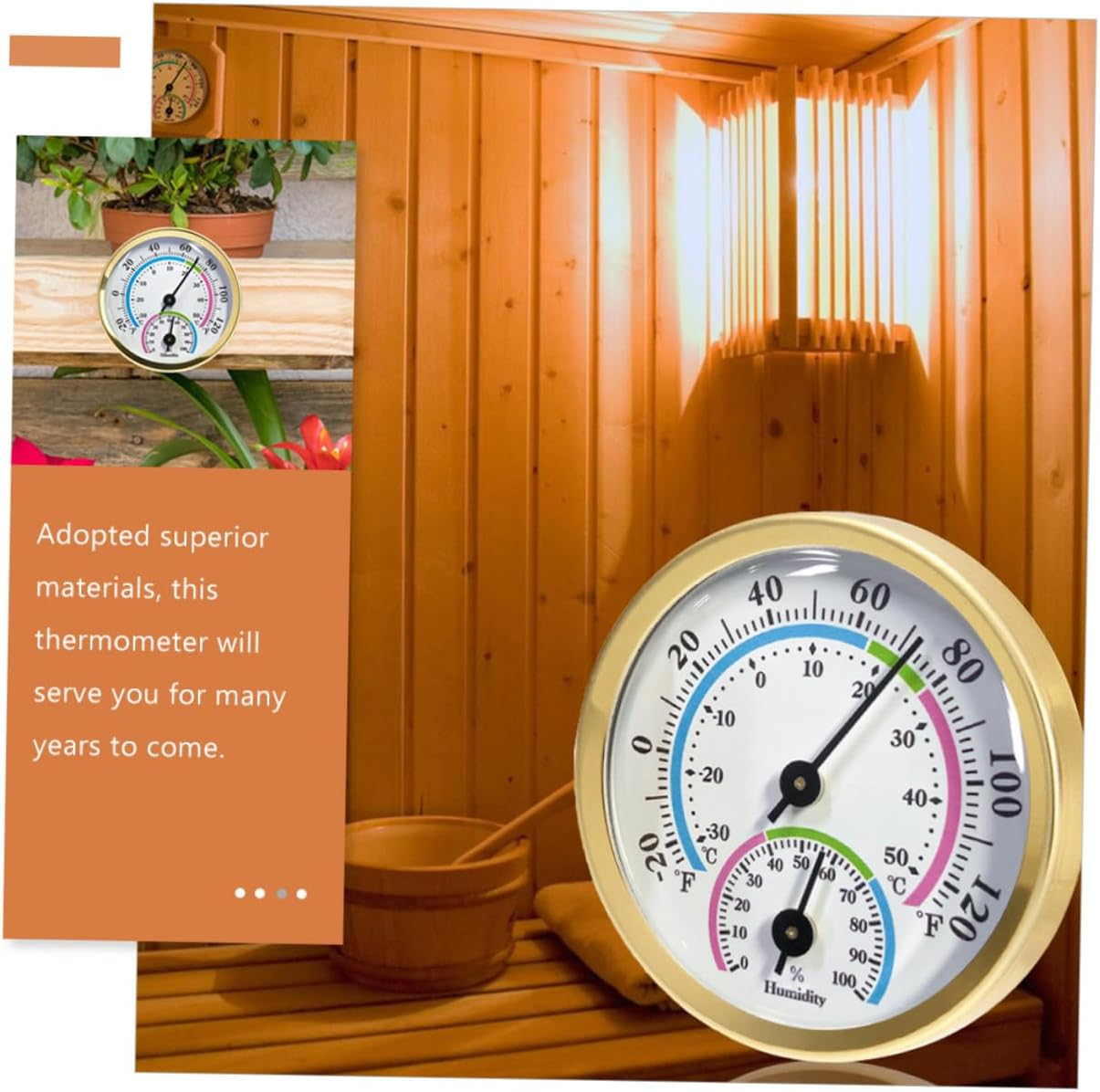 Generic 2Pcs Temperature and Humidity Gauge Multi-Functional Thermometer for Garden Outdoor Use Accurate Thermometer image number 1