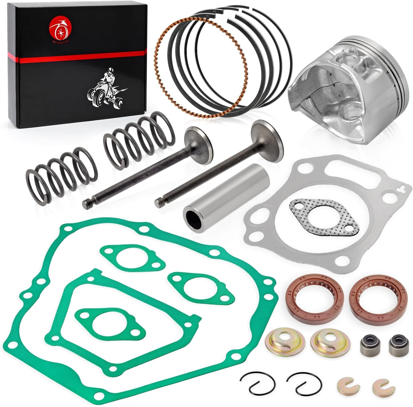 Engine Top End Rebuild Kit Oversize 0.5Mm Piston & Ring Intake Exhaust Valve & Seal SPRING Gasket Seal for YAMAHA Golf Cart G11 G16 G20 a 1996-2002