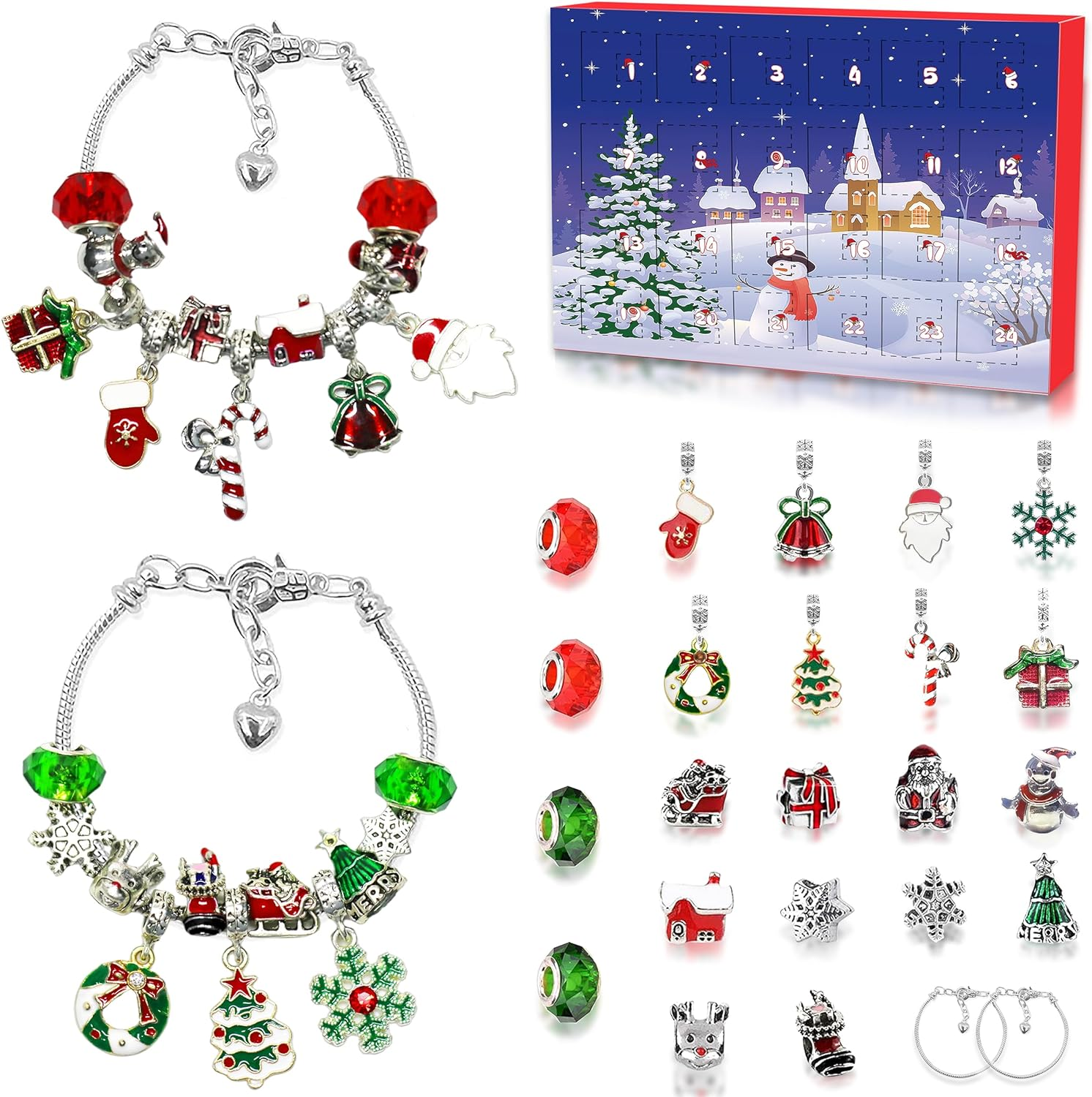 Novernat Charm Bracelet Advent Calendar 2024 DIY Jewelry Making Kit 24 Days Christmas Countdown Calendar for Girl Kids Teens