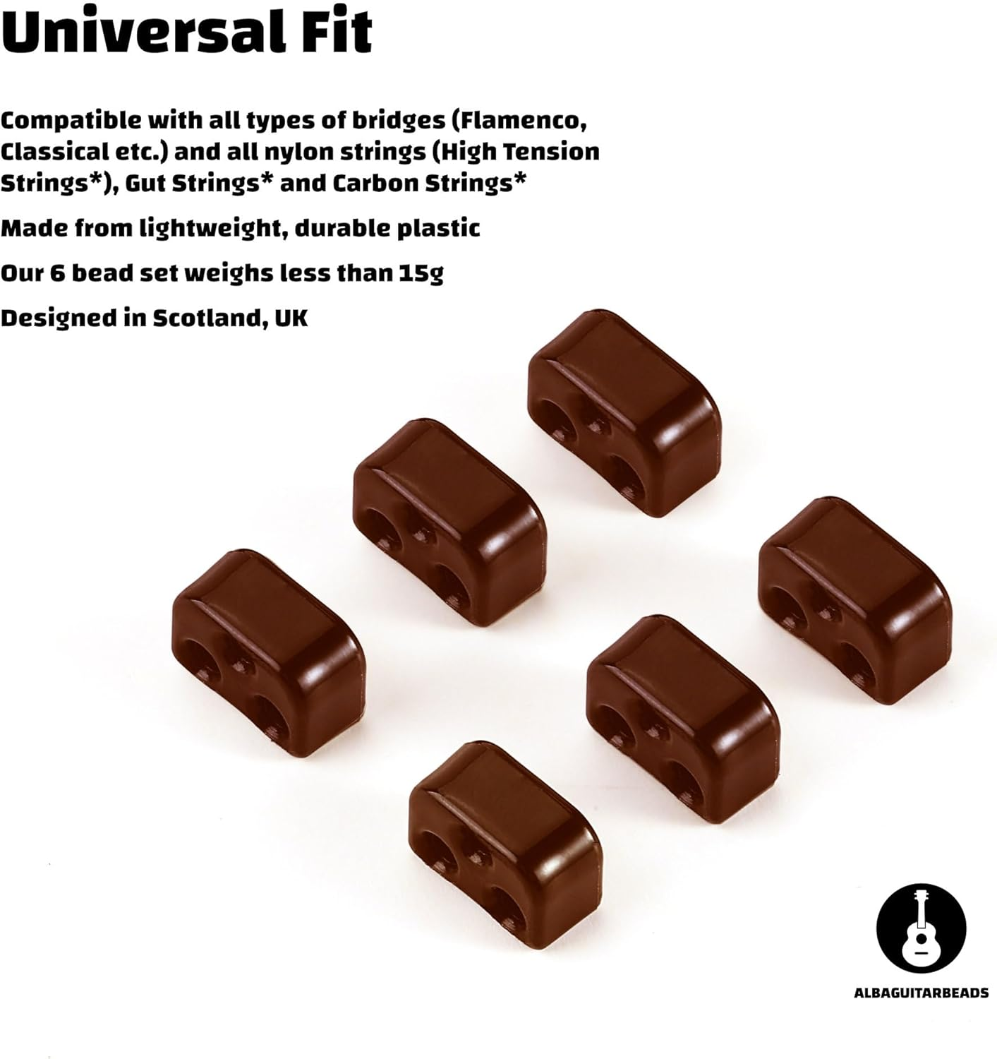 Classical Guitar Beads in Brown Gloss for Acoustic Guitar Flamenco Guitar with Nylon Strings image number 3