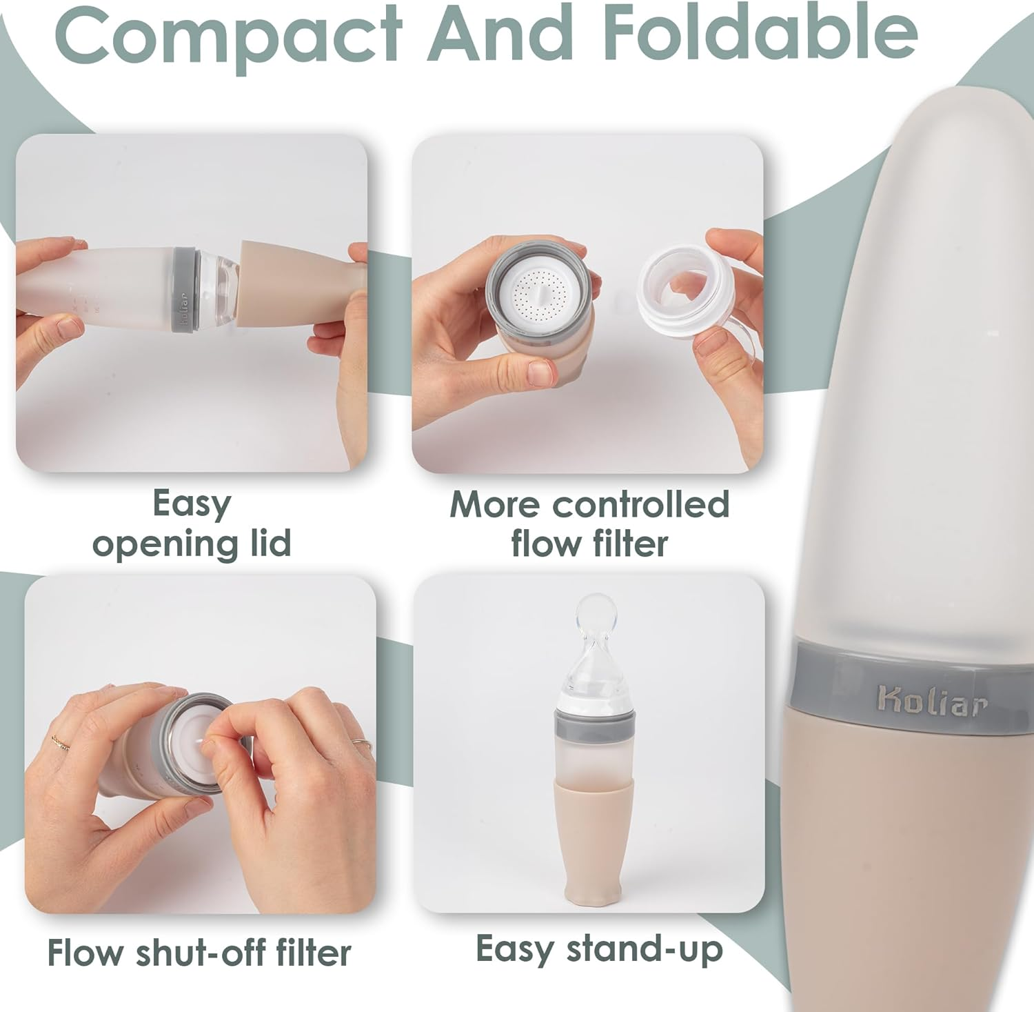 Koliar Silicone Baby & Toddler Feeding Supplies Set,Toddler Tableware Spoon Set,Silicone Baby Bibs,Baby Travel Teether Food Dispenser Spoons,Spoon Storage Box,Baby Food Storage Container,Infant Items image number 3