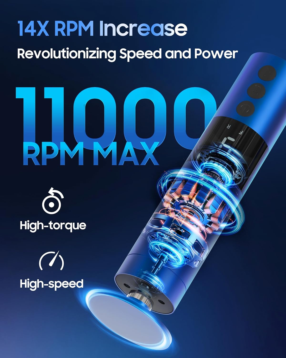 11000 RPM Rechargeable Electric Foot Callus Remover with 2Glass Sander Discs - Cordless Foot Scrubber,Professional Pedicure Tool for Dead Skin and Calluses,Electric Foot File - Blue image number 5