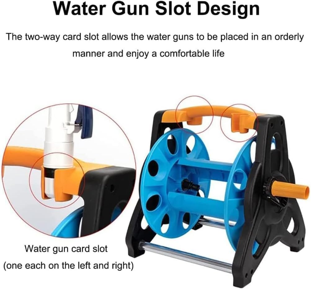 Portable Water Hose Reel Holder Garden Water Hose Rack Gardening Waterpipe Cart Storage, ABS Garden Hose Holder Cart Hand Push Water Pipe Storage Rack Organizer Hose Water Pipe Storage Rack Reel image number 4