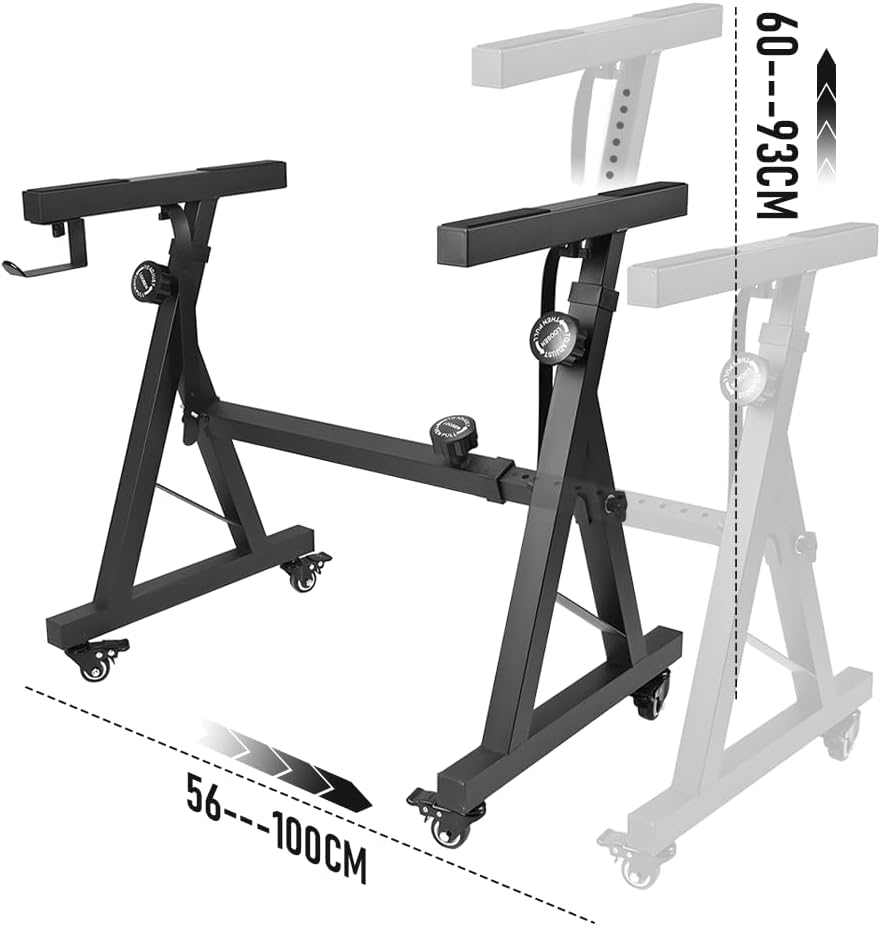 ALSTON Piano Keyboard Z Stand with Wheels Portable Heavy-Duty Piano Keyboard Stand, Music Electronic Keyboard Stand Adjustable Height 60 to 93CM Width 56-100CM, Fits 54-88 Key Electric Pianos - Black-Second Tier image number 4