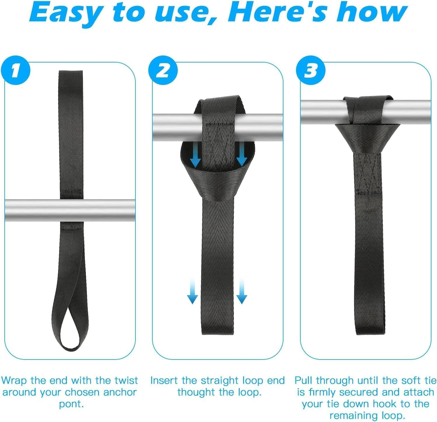 Soft Loop Tie down Straps - 4 Pack Heavy Duty Motorcycle Fastening Device, Nylon Cargo Straps for Motorbike (Orange) image number 3