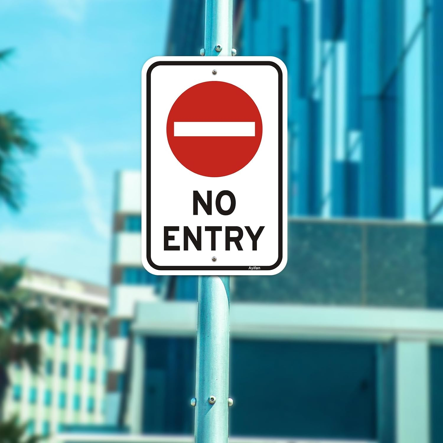 No Entry Sign, Reflective Do Not Enter Metal Signs, 12 X 18 Inches Rust-Free Aluminum, UV Protected, Easy Mounting Metal Warning Safety Signs (White-No Entry) image number 5